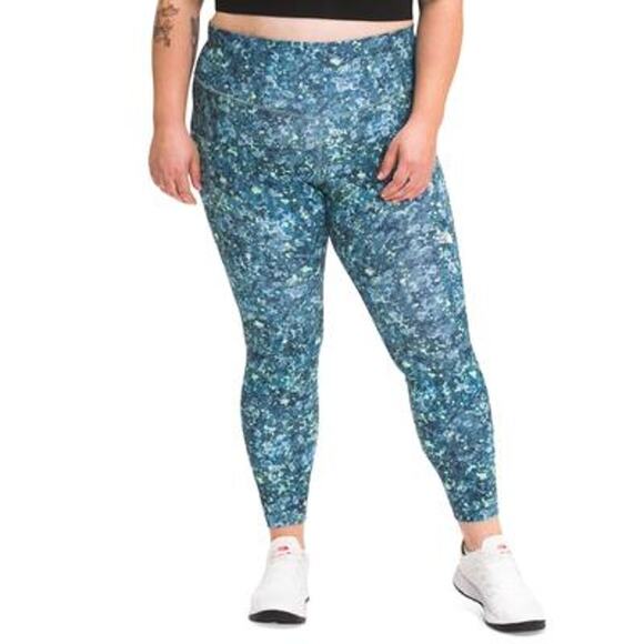 The North Face Plus Size High Rise 7/8 Leggings Beta Blue Lichen Print 2X - Picture 2 of 11